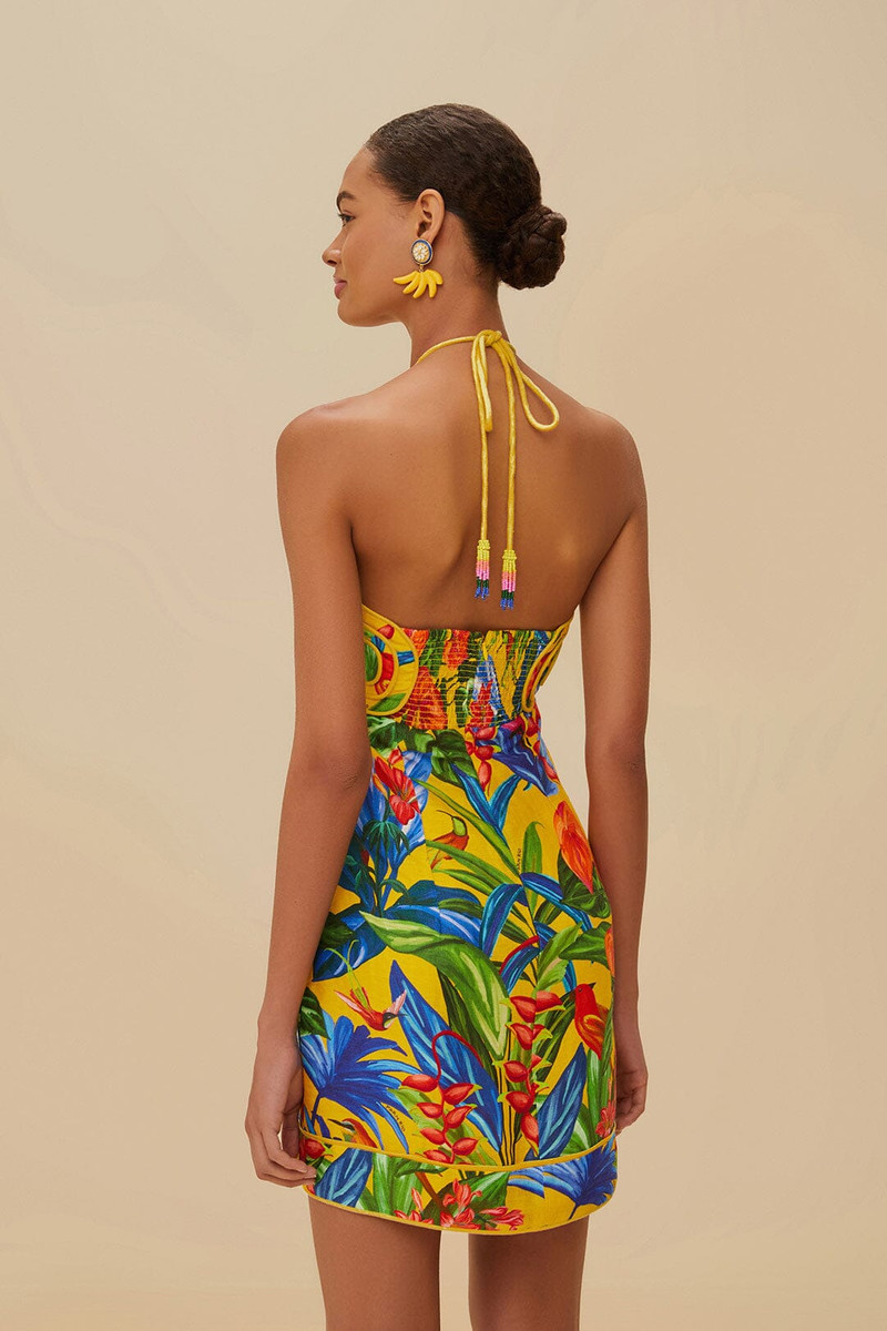 Bright Nature Yellow Mini Dress Sleeveless 3