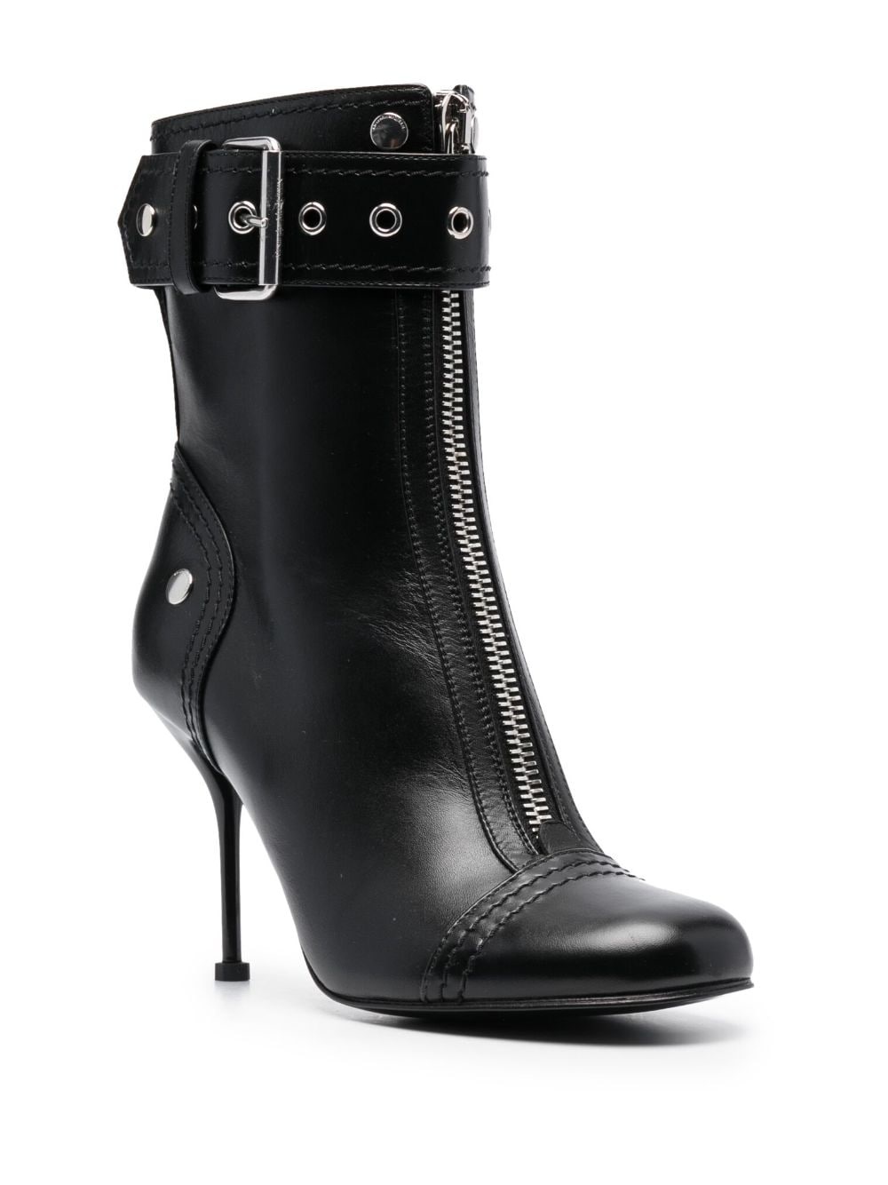 buckle-detail 90mm leather boots - 2