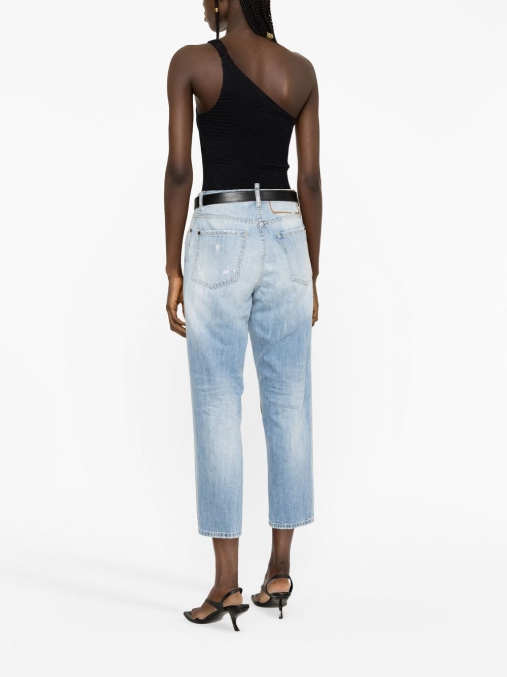 bleached-wash cropped jeans - 3