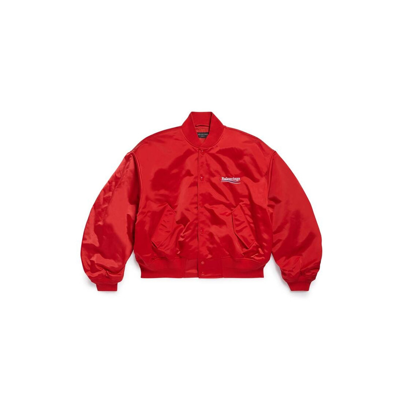 Political Campaign Varsity Jacket in Bright Red - 1
