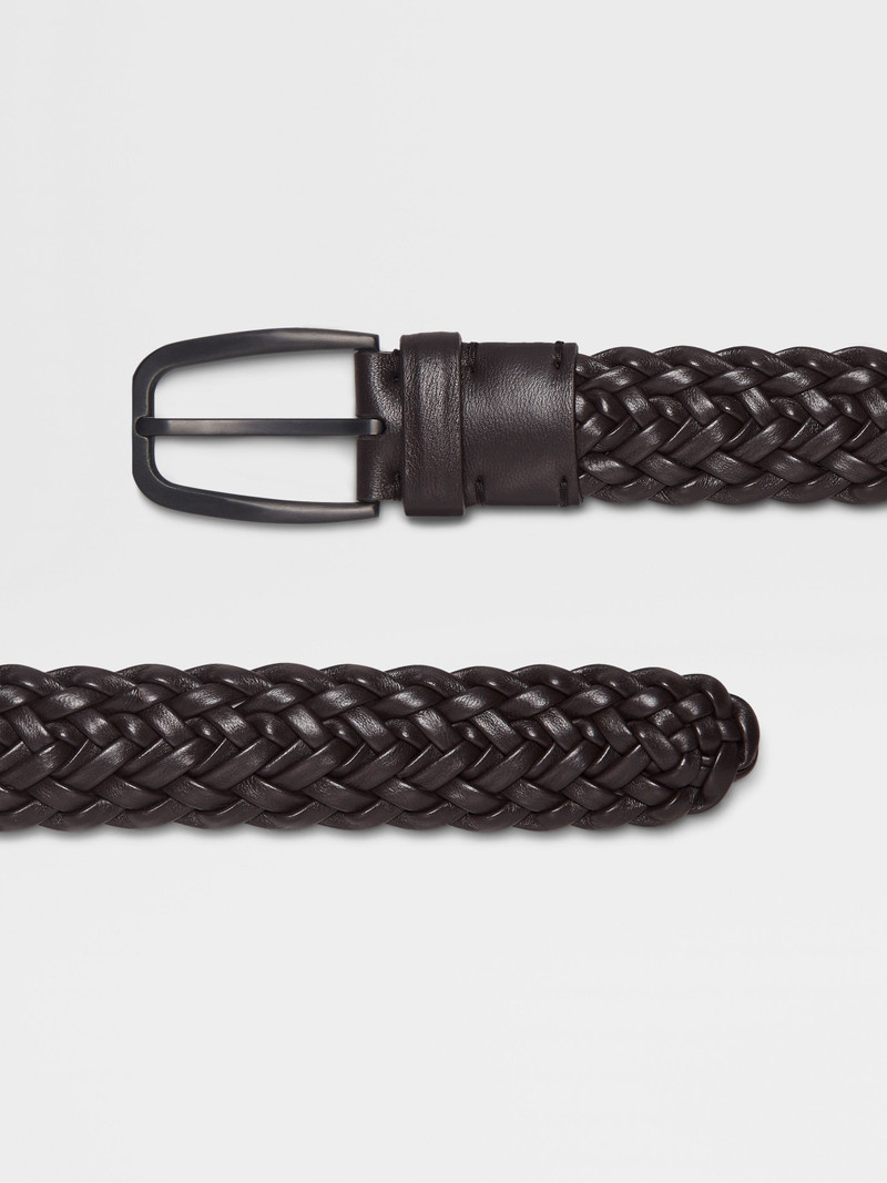 ZEGNA DARK BROWN LEATHER BELT outlook