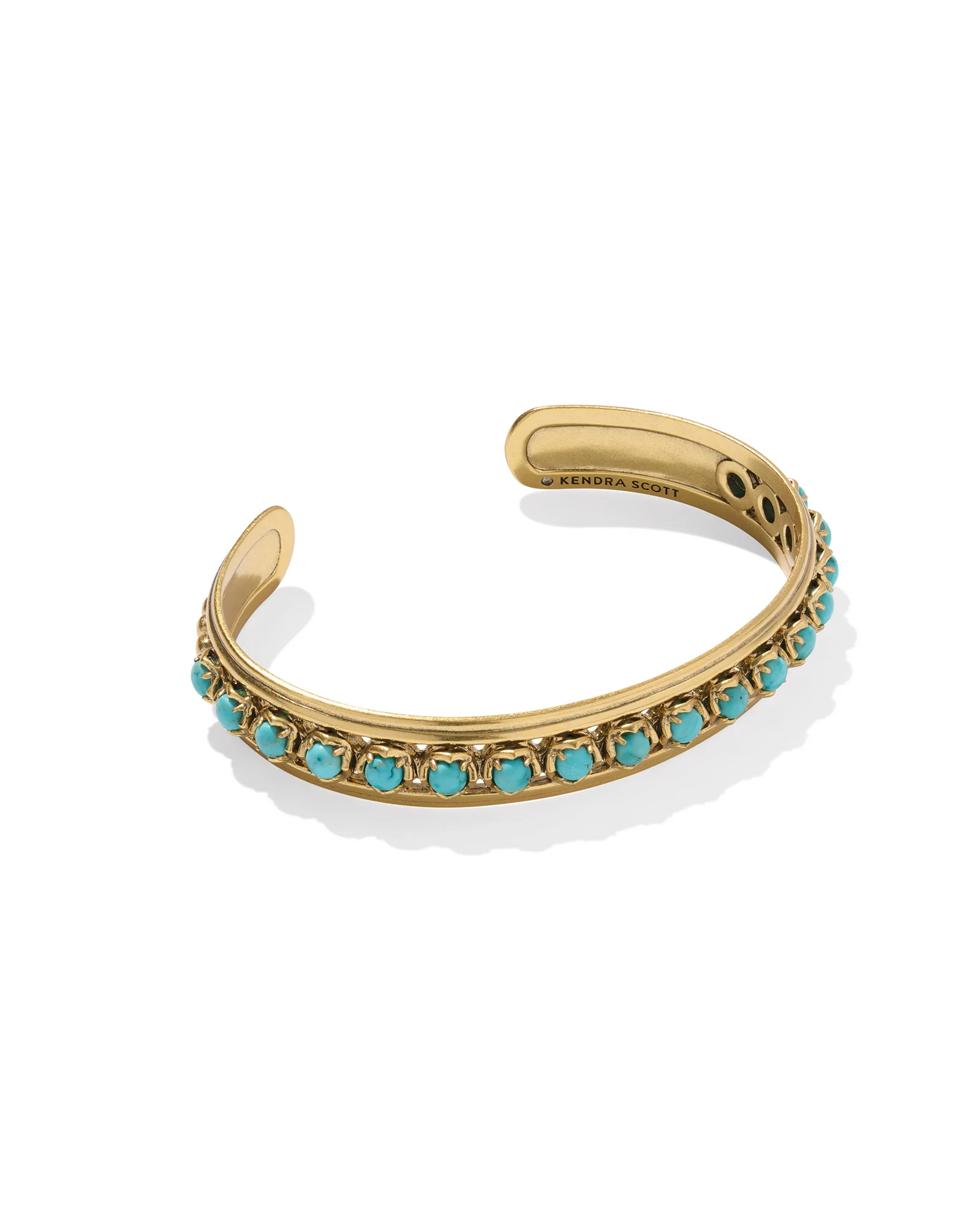Ida Vintage Gold Cuff Bracelet in Variegated Turquoise Magnesite - 1
