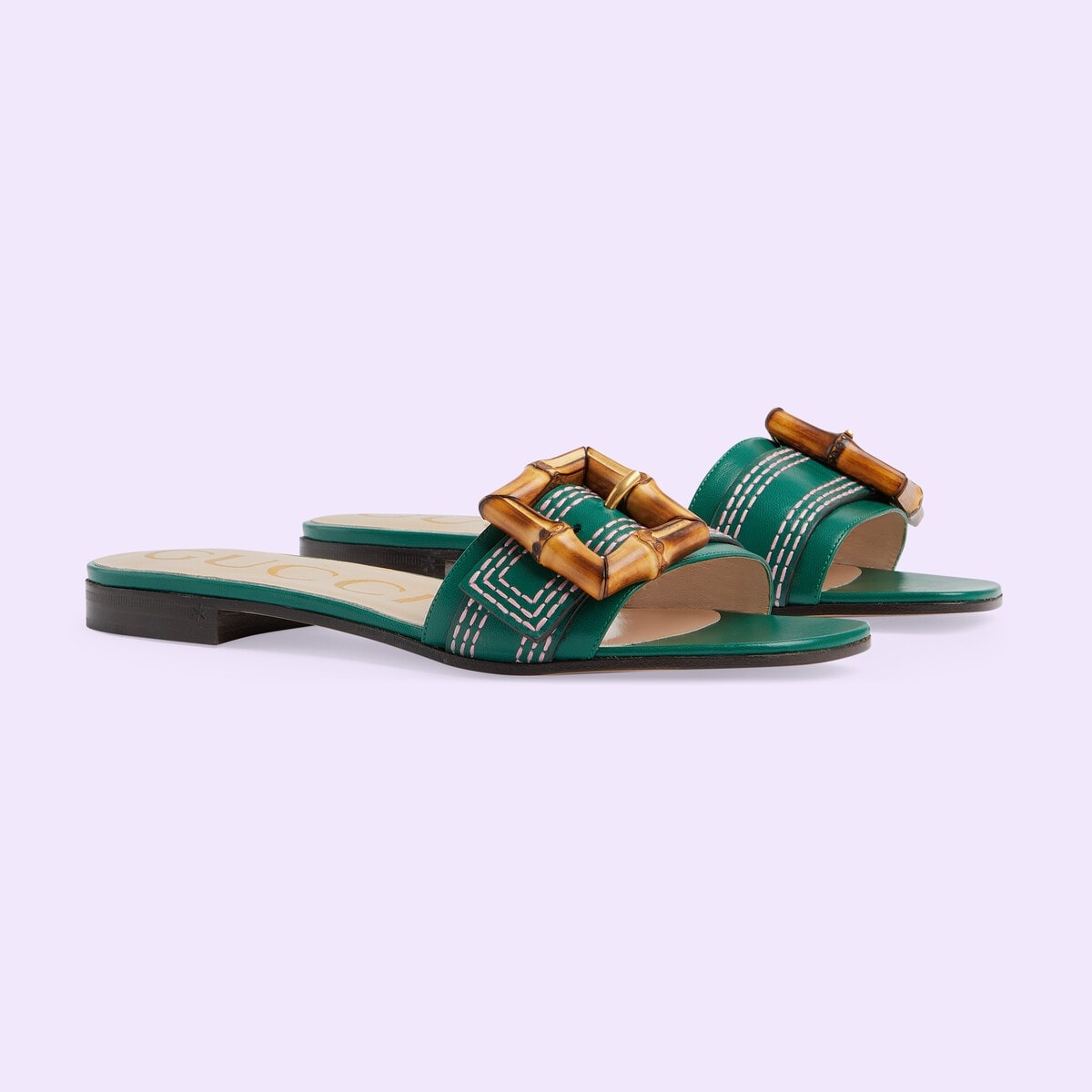 Women's slide sandal with bamboo buckle - 2