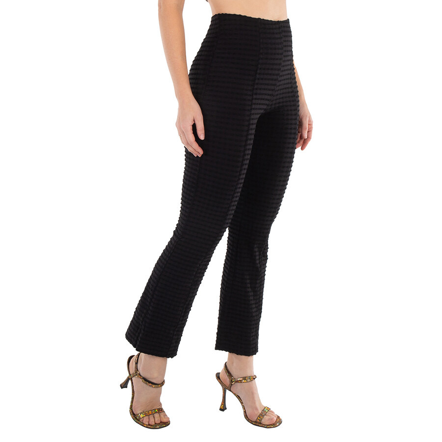 Ganni Seersucker Cropped Pants In Black - 3
