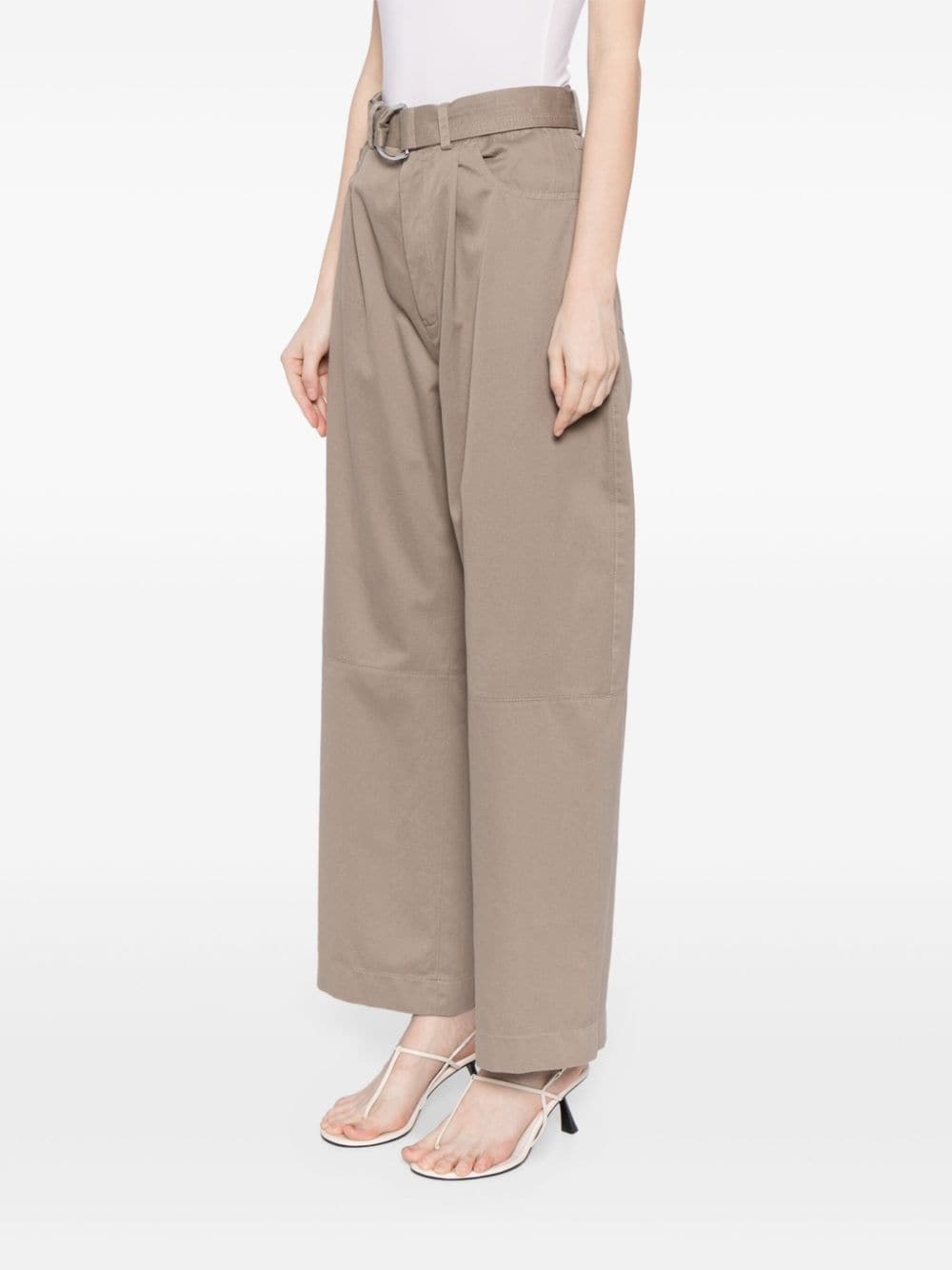 high-waisted cotton trousers - 3