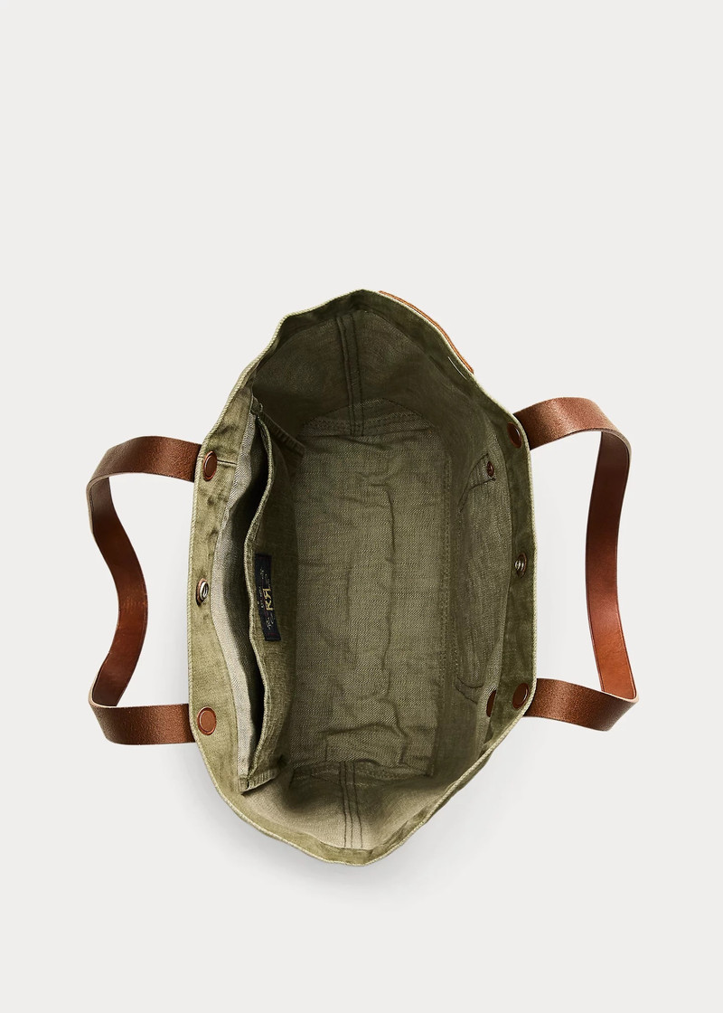 Leather-Trim Twill Tote 4