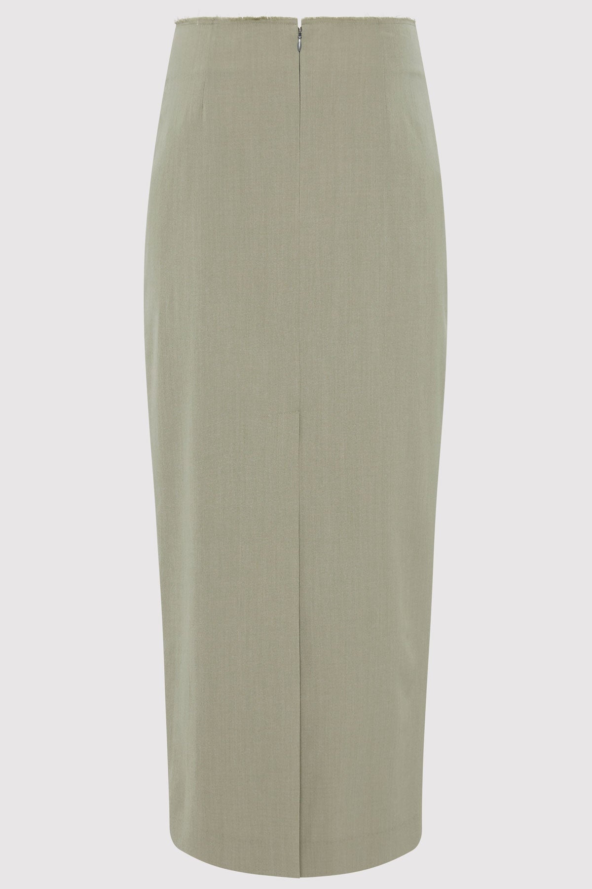 Raw Edge Column Maxi Skirt - Moss Grey - 7