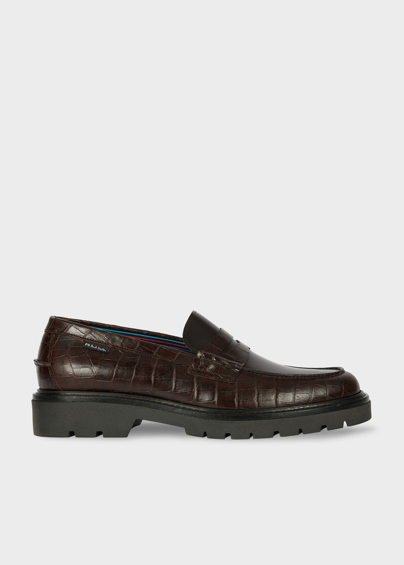 Brown Croc-Emboss 'Bolzano' Loafers 1