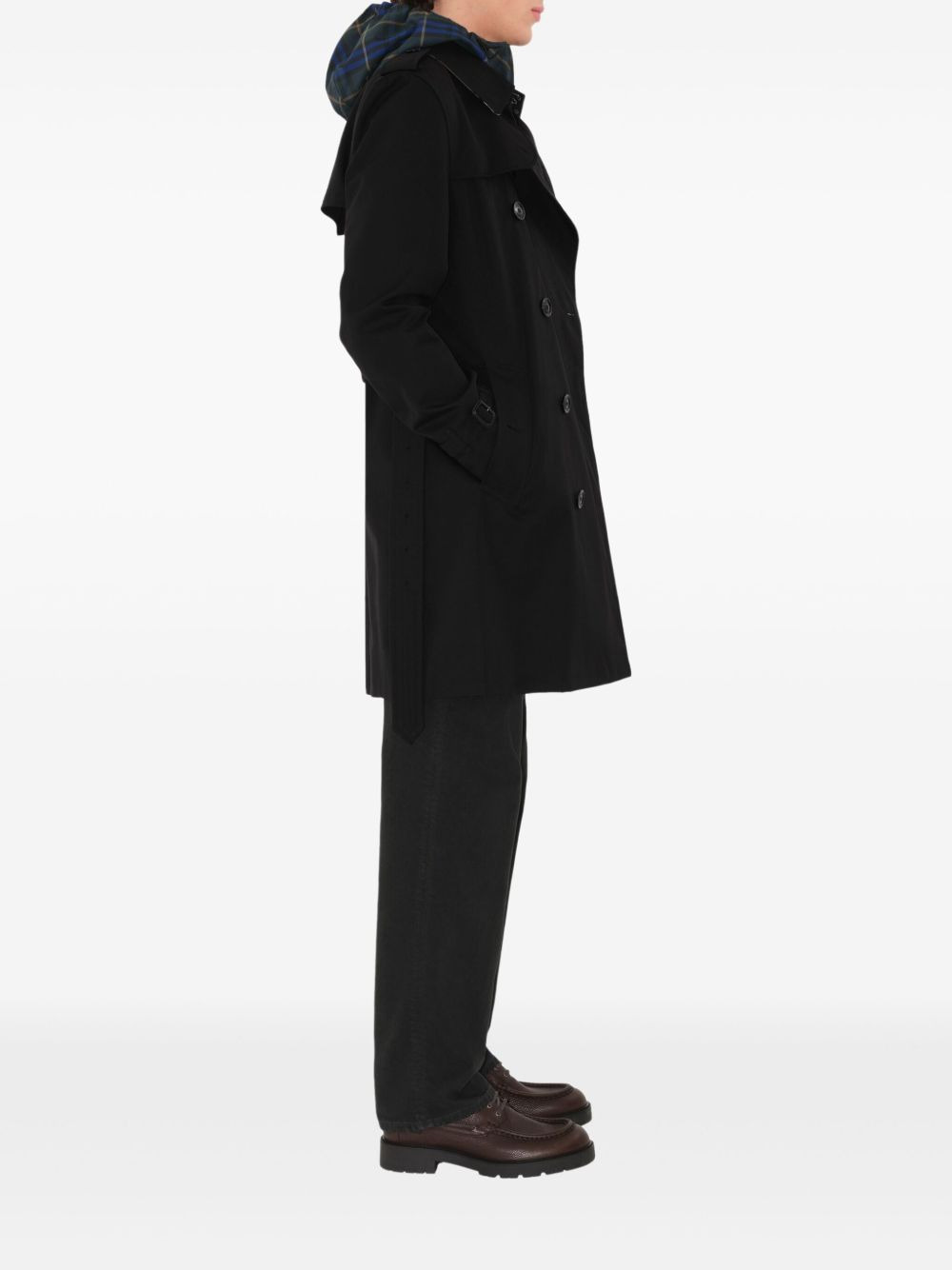 double-breasted belted trench coat - 3