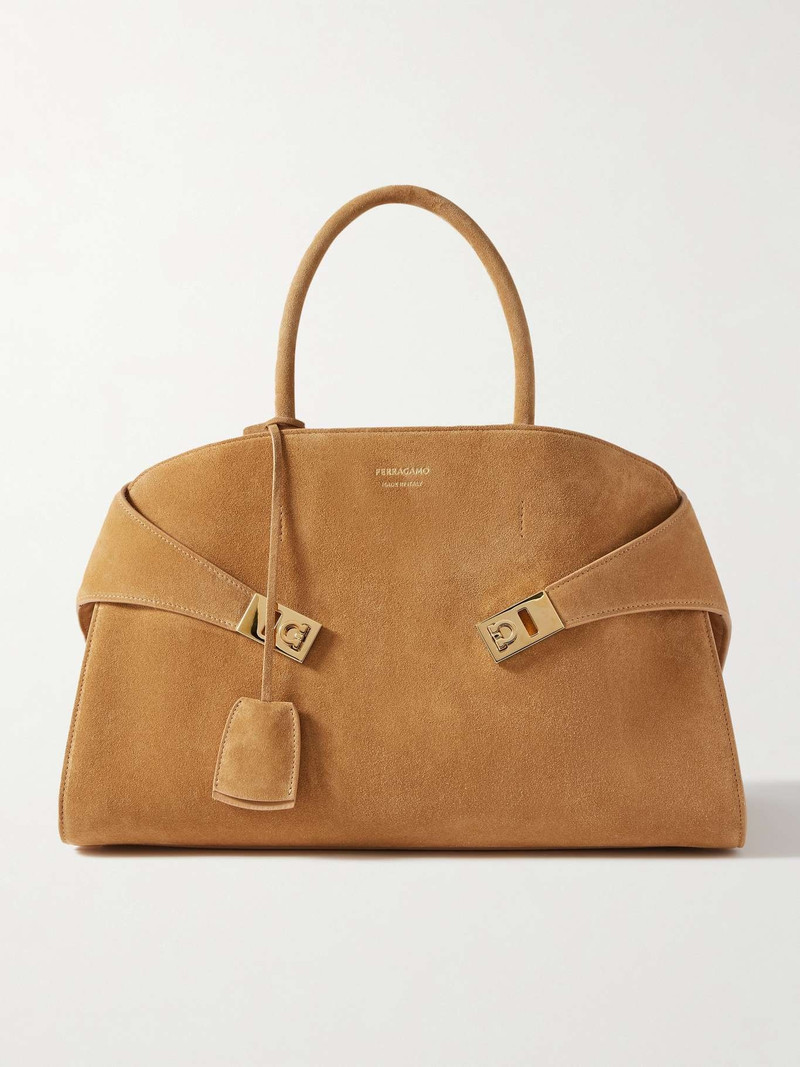 Hug small suede tote Tan 1