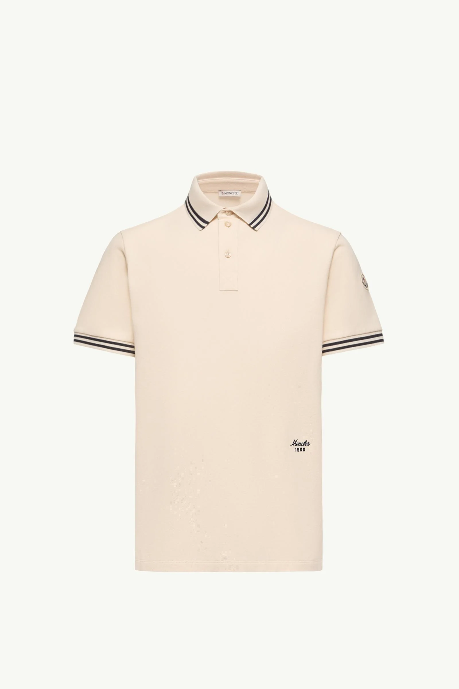 Striped Trim Cotton Piquet Polo Shirt - 1