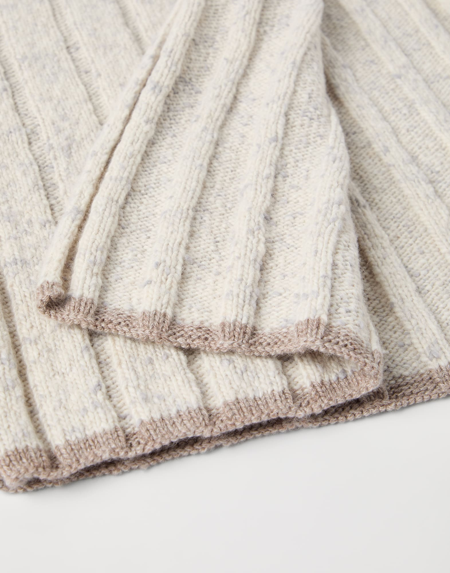 Flecked cashmere rib knit scarf - 3