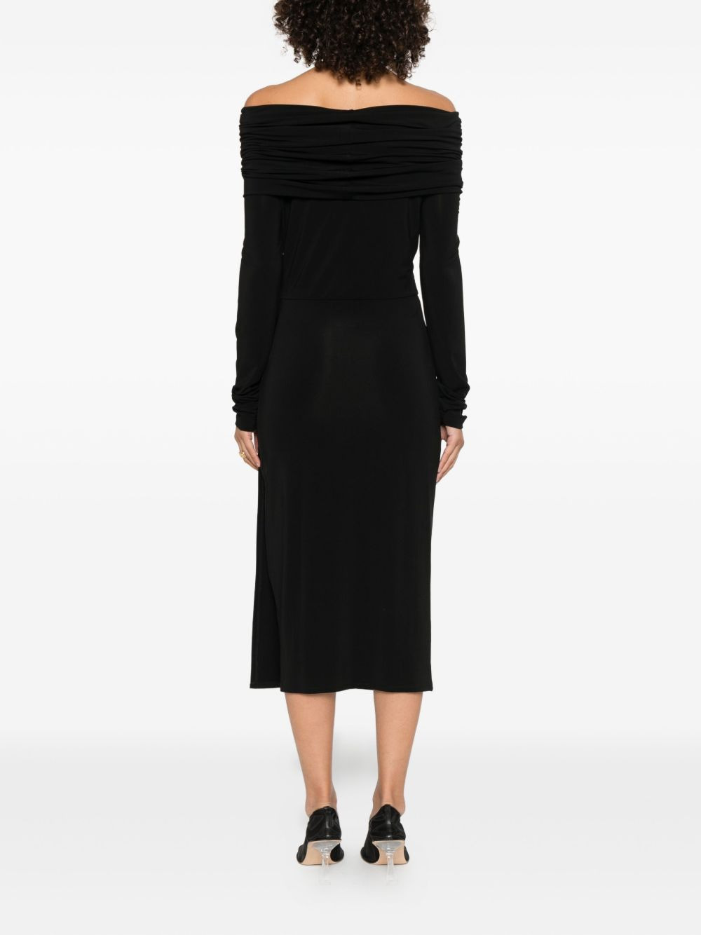 off-shoulder draped dress - 4