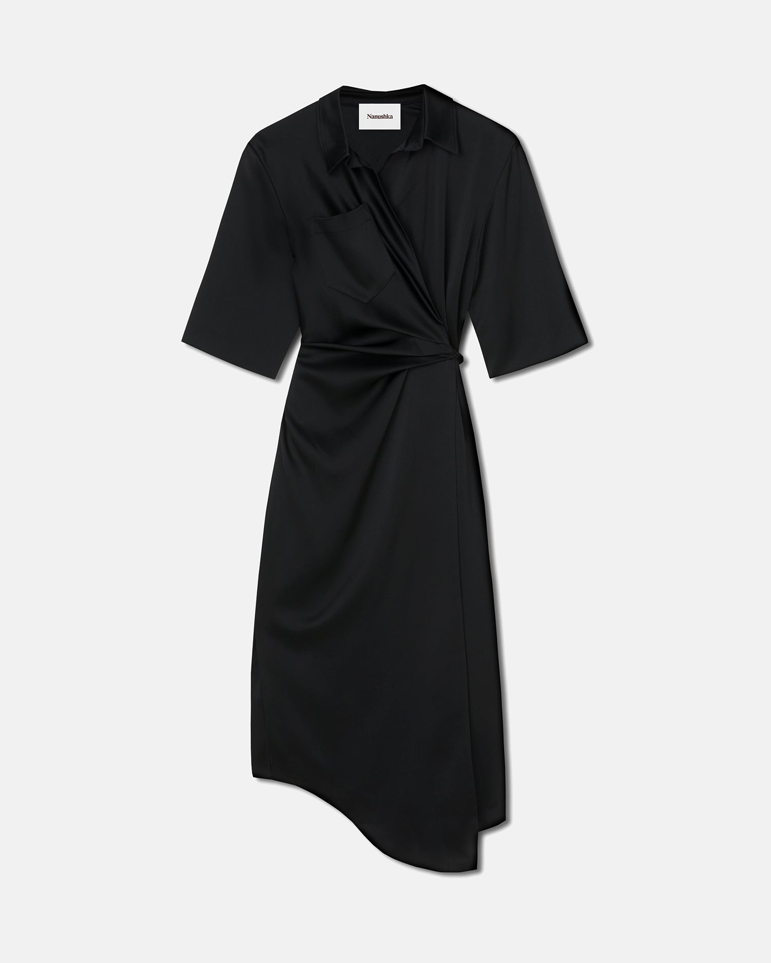 Draped Front Shirt Dress - 2