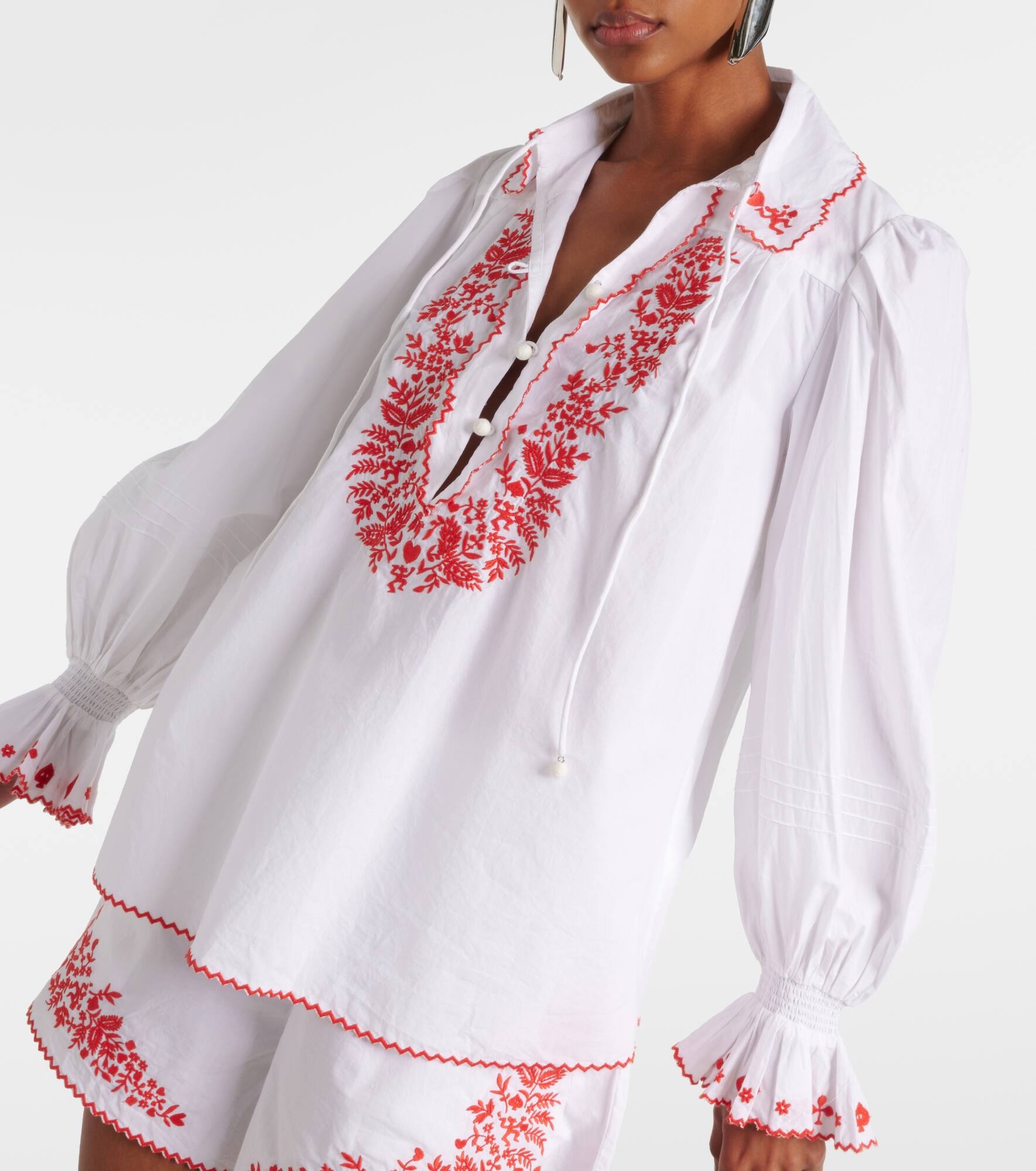 Hearts embroidered cotton shirt - 4