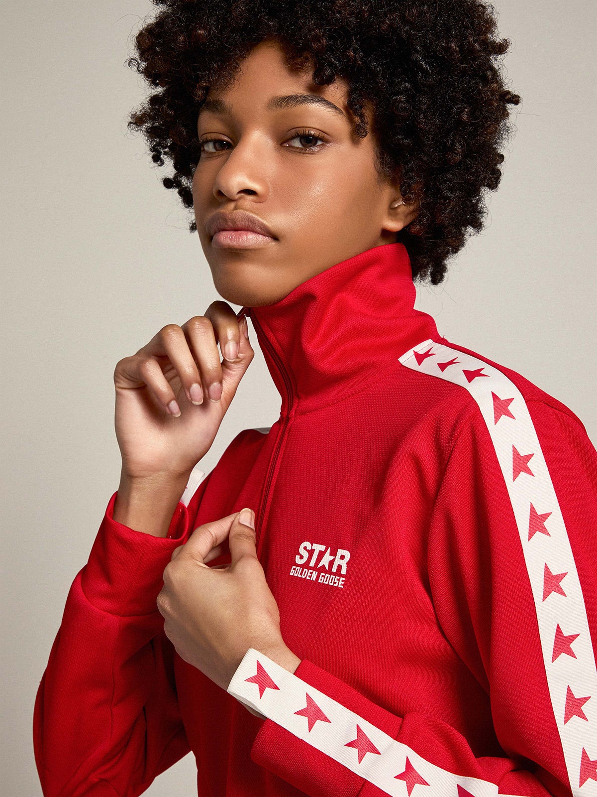 Red Denise Star Collection zipped sweatshirt with red stars - 2