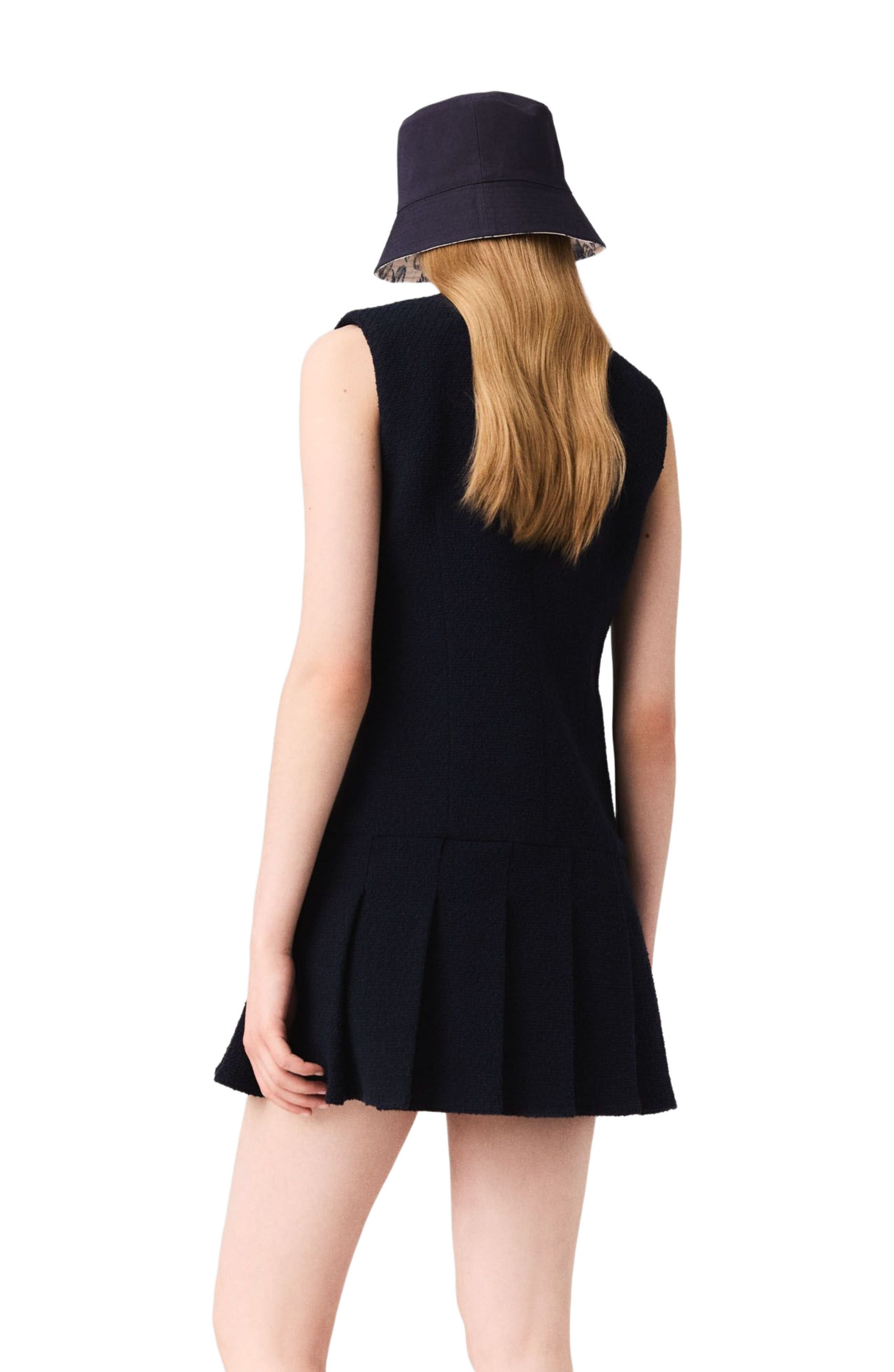 maje Mini tweed dress with removable collar in Navy at Nordstrom - 3