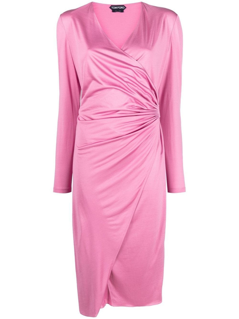 ruched wrap midi dress 1
