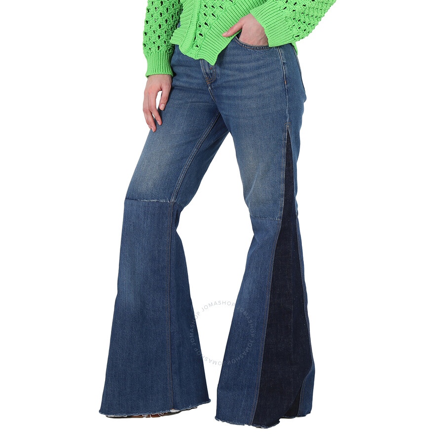 Chloe Ladies Patchwork Flared High-Waisted Jeans - 4