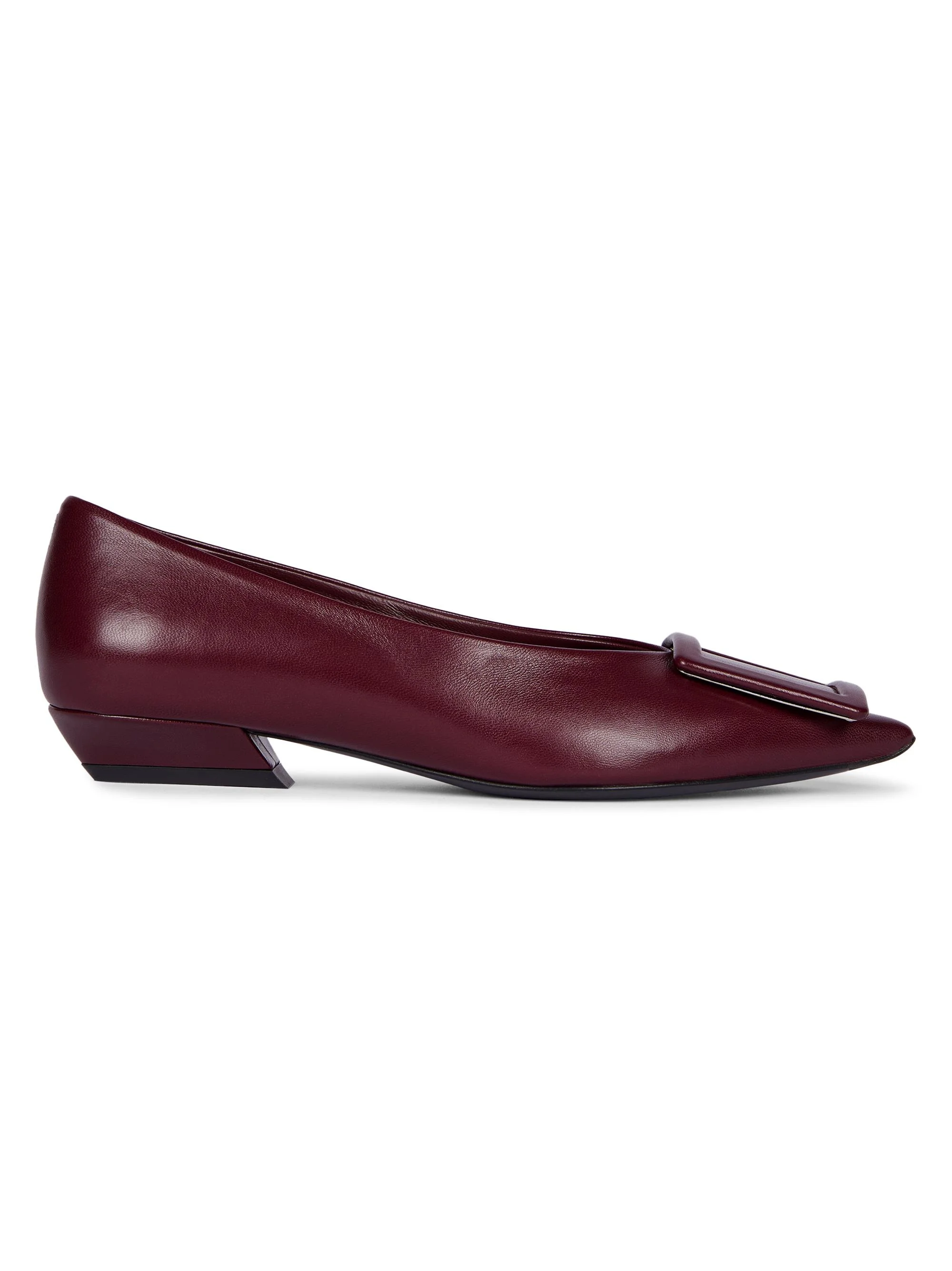 Women's Leather Ballerina Flats - Mosto Medio - 1
