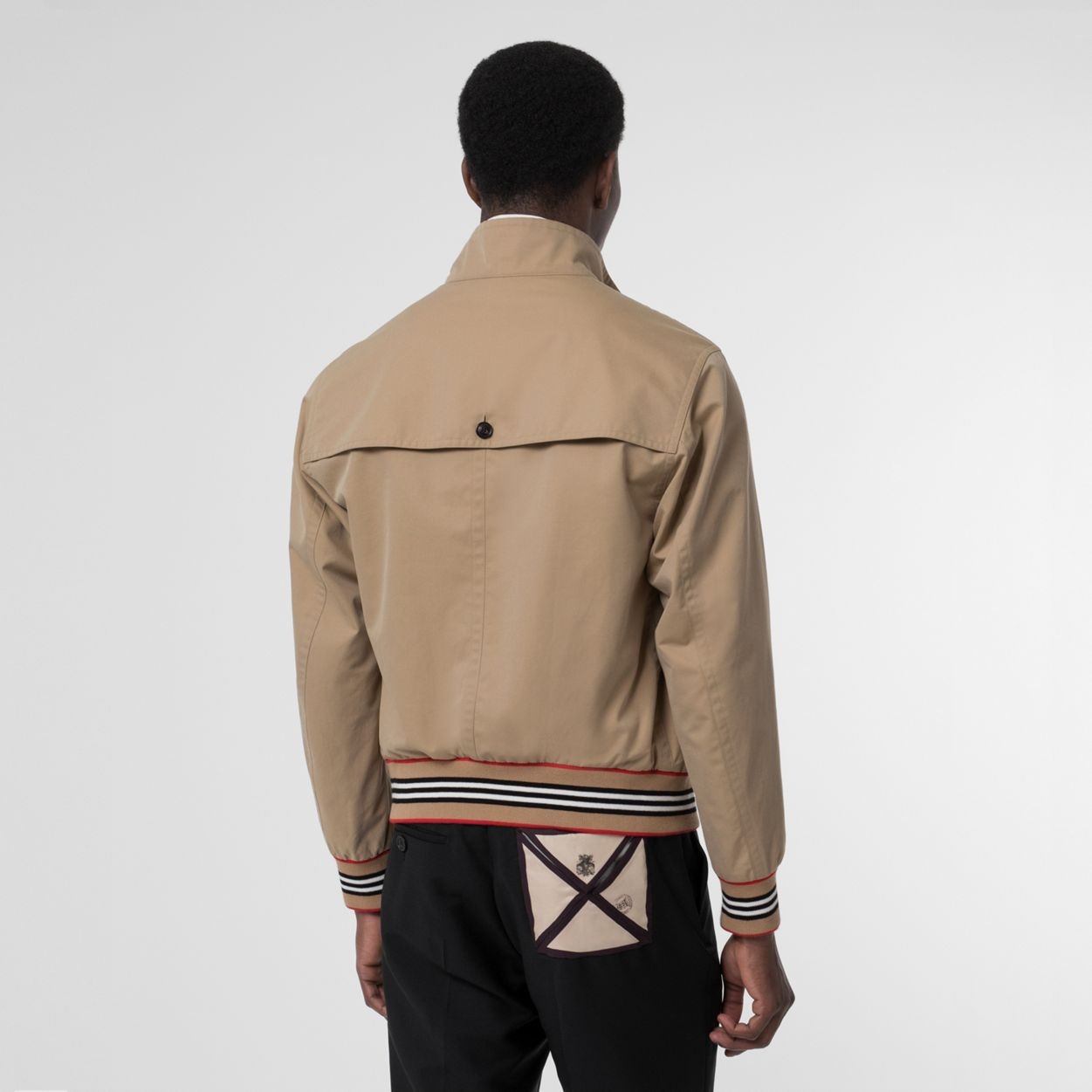 Icon Stripe Detail Cotton Gabardine Harrington Jacket - 4