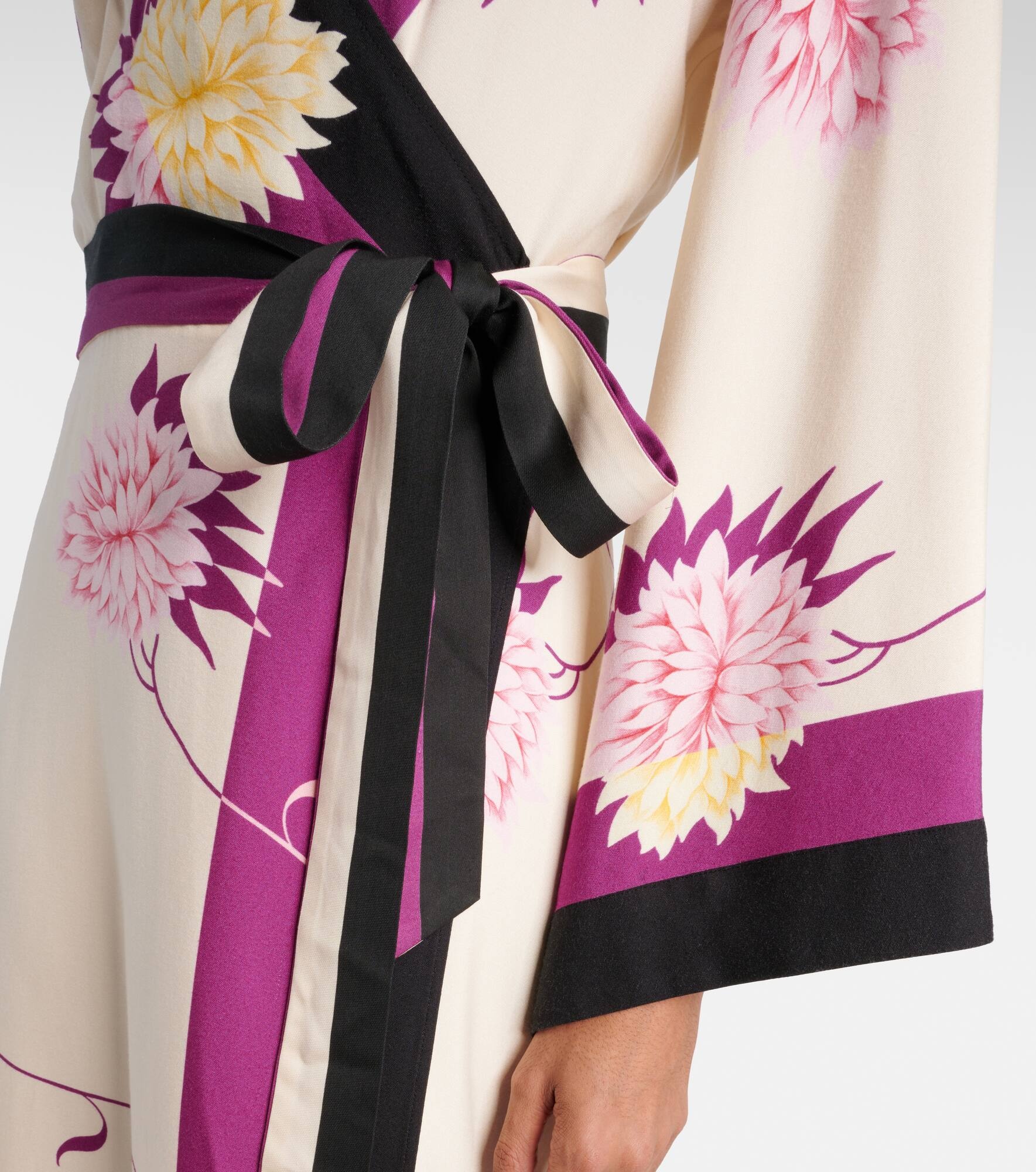 Floral silk twill wrap dress - 5