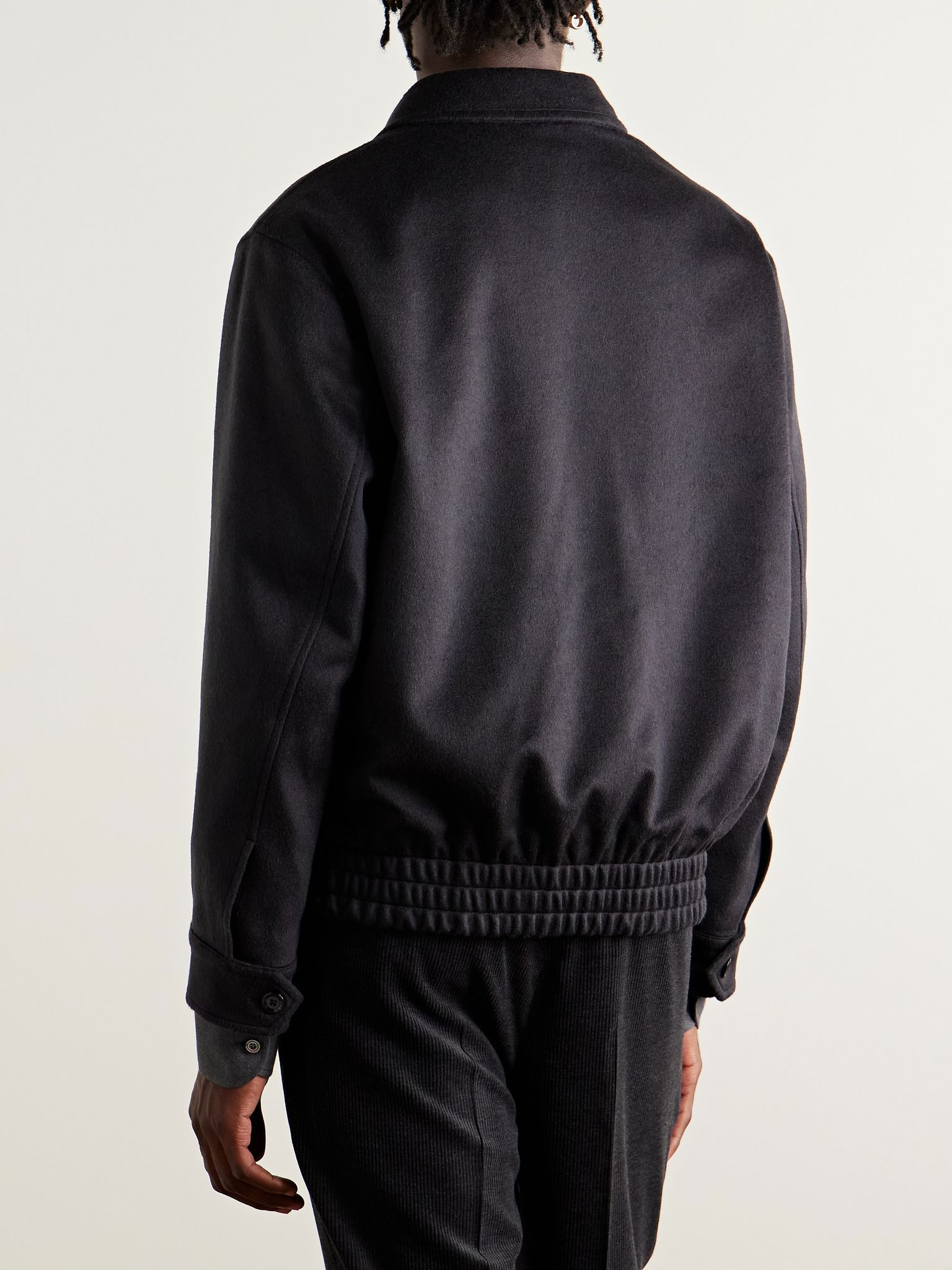 Cashmere and Wool-Blend Felt Blouson Jacket Navy - 3
