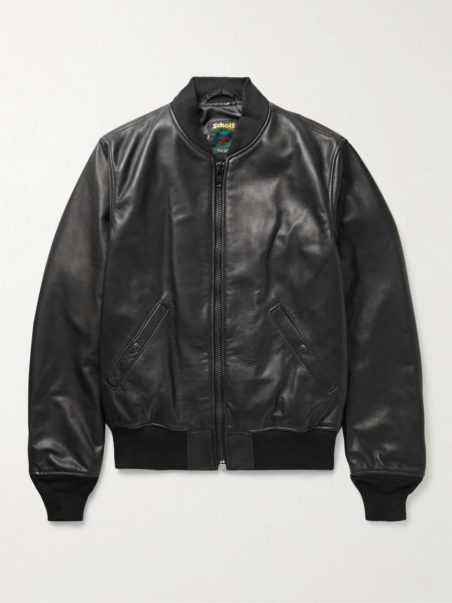 Schott MA-1 Pebble-Grain Leather Bomber Jacket | REVERSIBLE