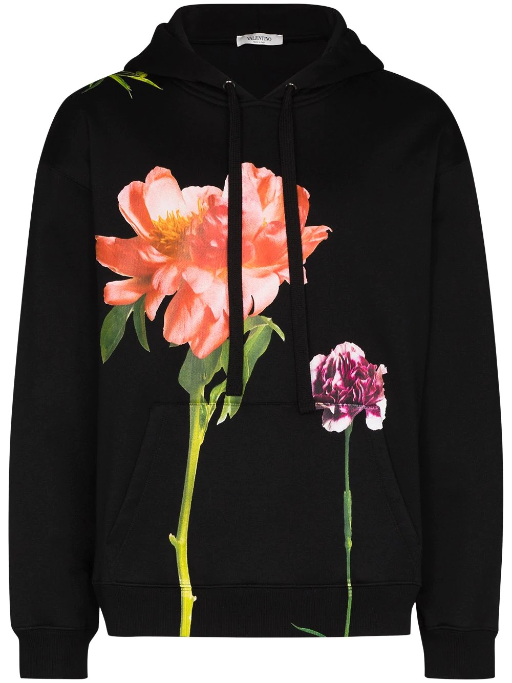 floral-print long-sleeve hoodie - 1