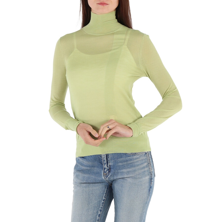 Burberry Ladies Mist Green Monogram-Embroidered Knitted Jumper - 3
