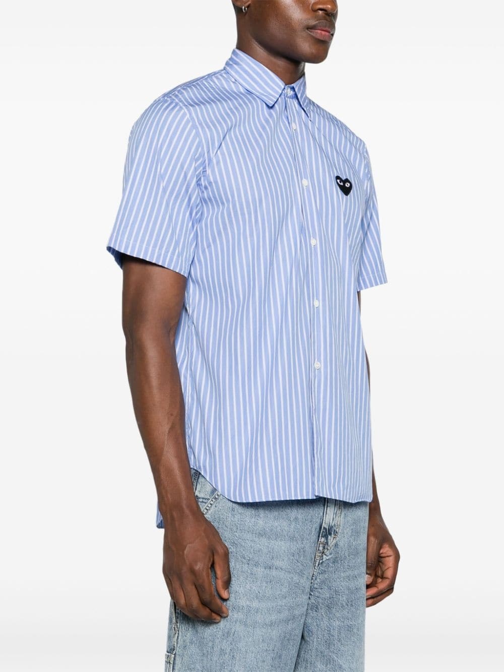 Heart-patch striped shirt - 4