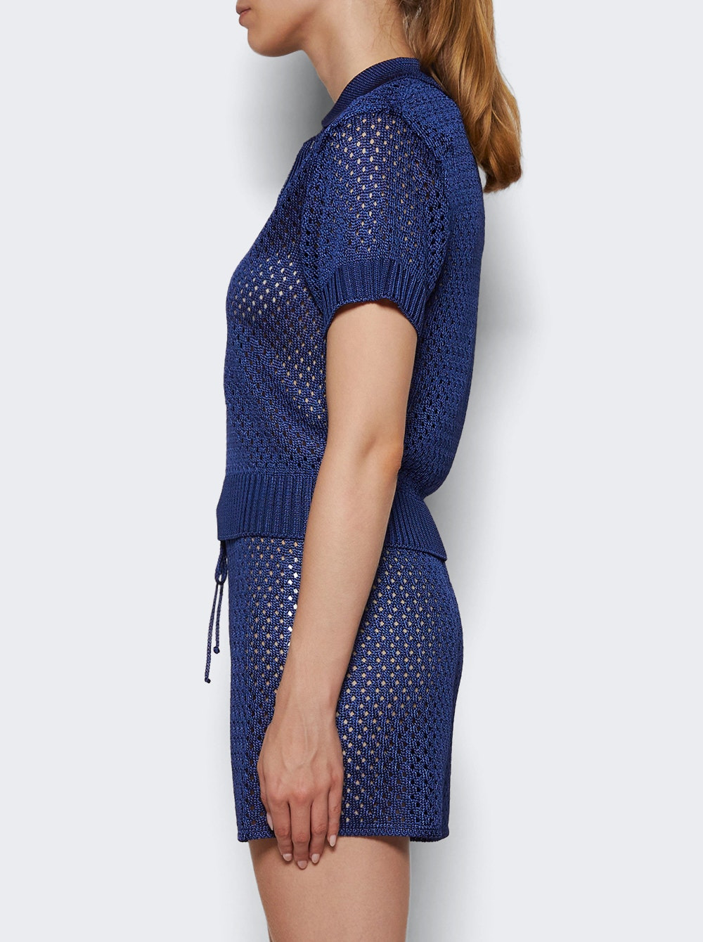 Sporty Perforated Polo Navy - 3