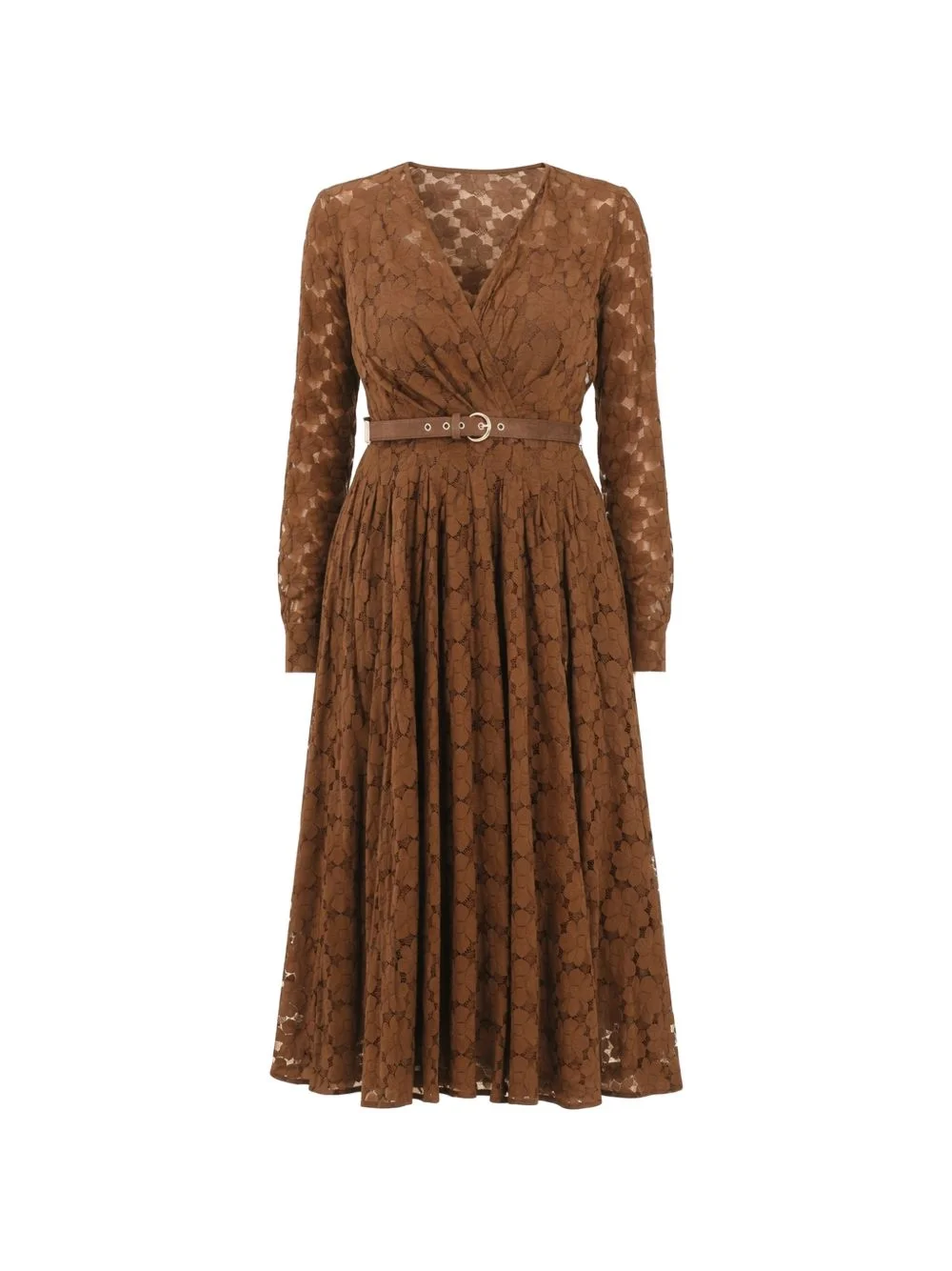 lace belted midi dress - 1