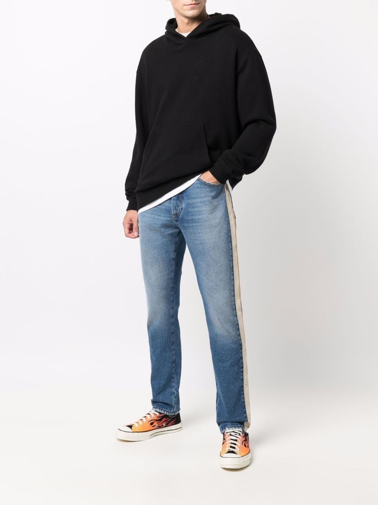 side-stripe straight-leg jeans - 2