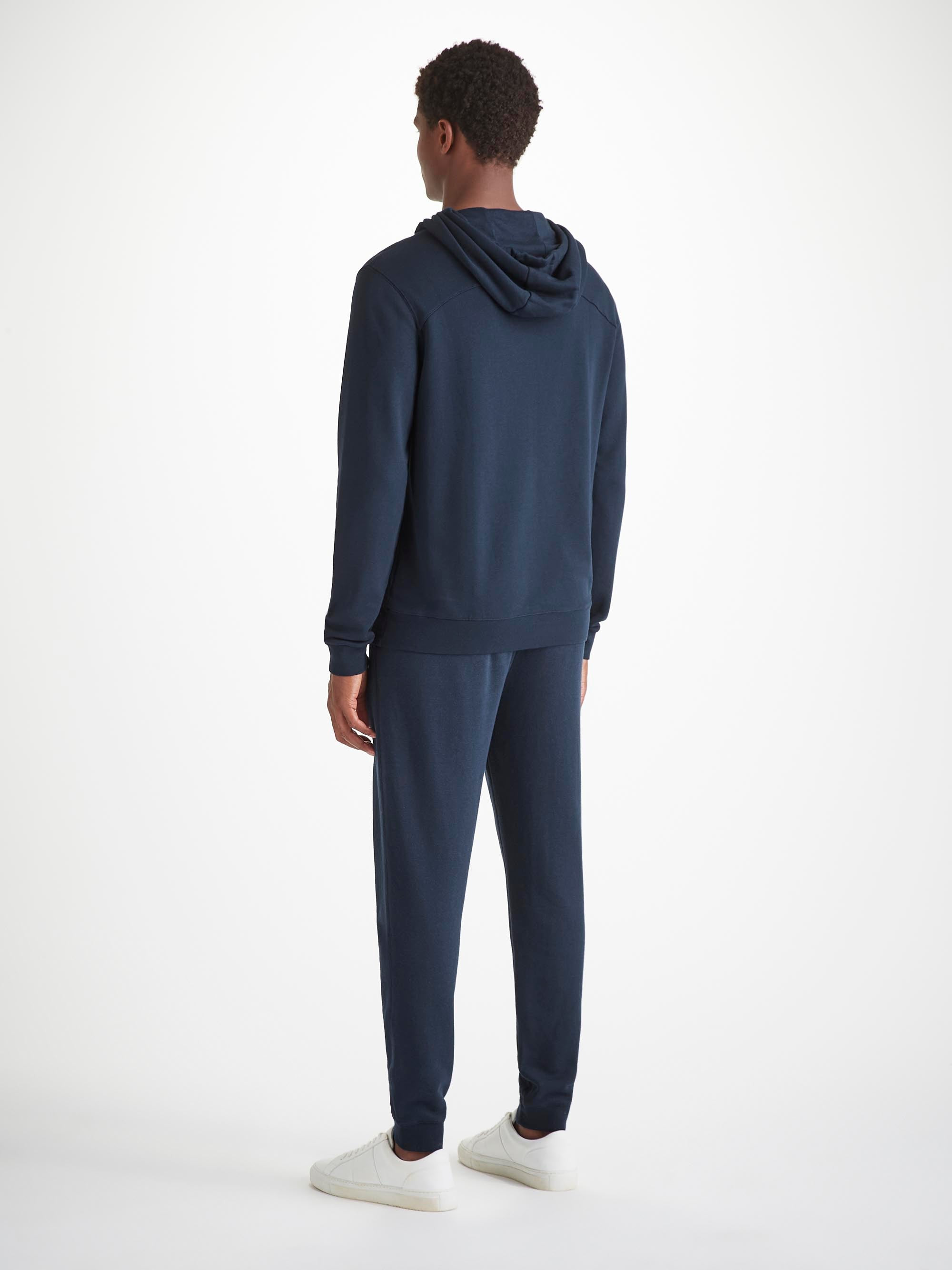 Men's Pullover Hoodie Quinn Cotton Modal Navy - 4