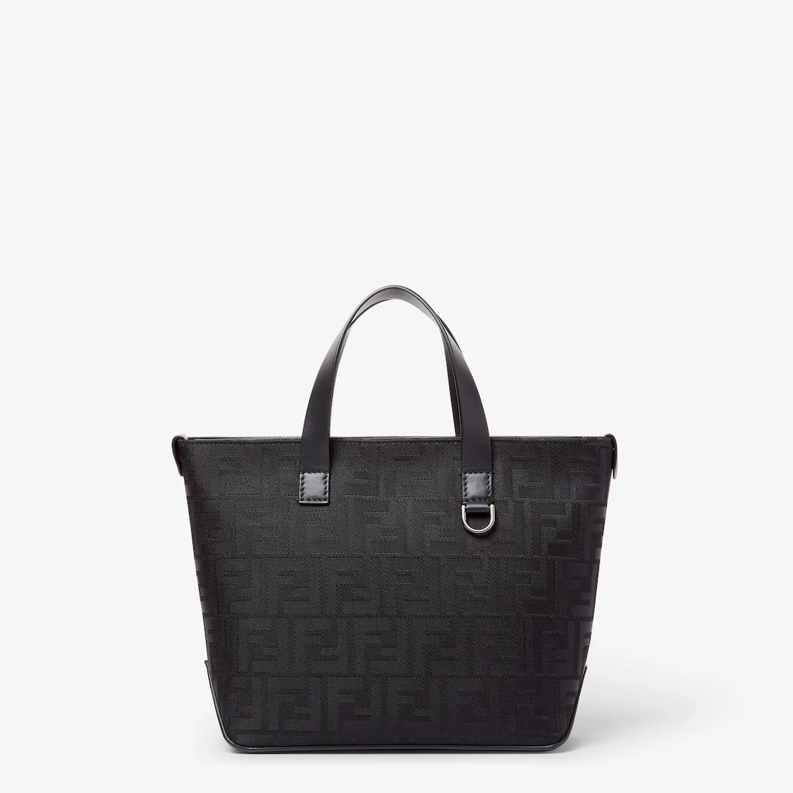 Small FF Squared shopping bag Black leather and black FF nylon bag - 1