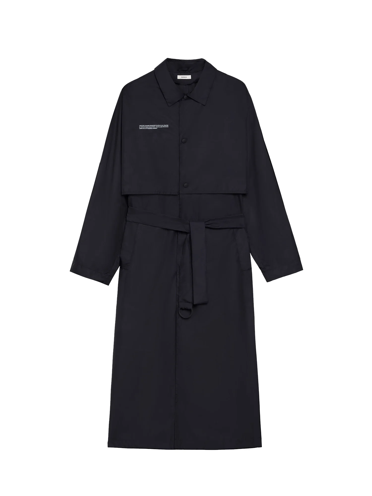 Mens Recycled Nylon Trench Coat - Black - 1