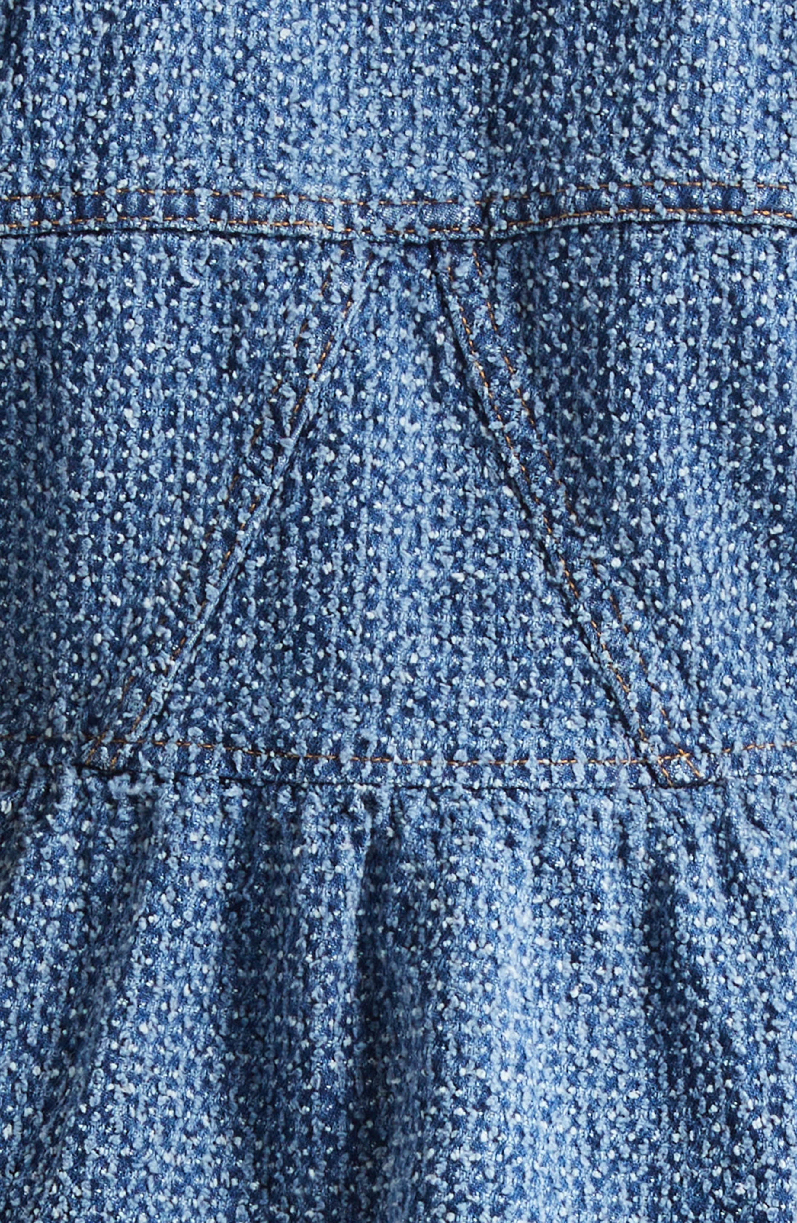 Ganni Fluffy Metallic Denim Top in Mid Blue Stone at Nordstrom - 6