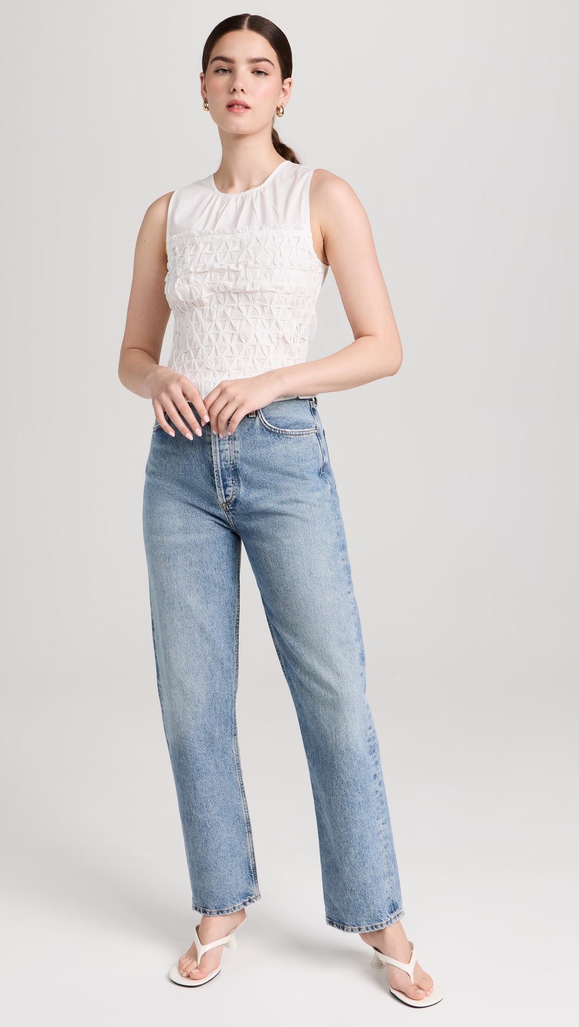 90's Pinch Waist High Rise Straight Jeans - 13