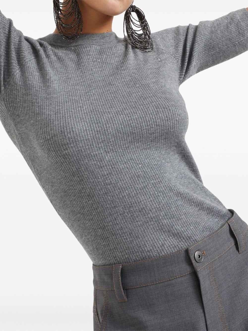 ribbed speckle-knit top - 6