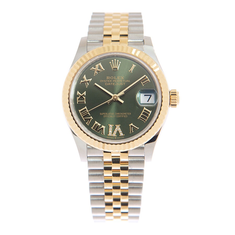 Rolex Datejust 31 Olive Green Diamond Dial Ladies Automatic Steel and 18kt Yellow Gold Jubilee Watch - 2