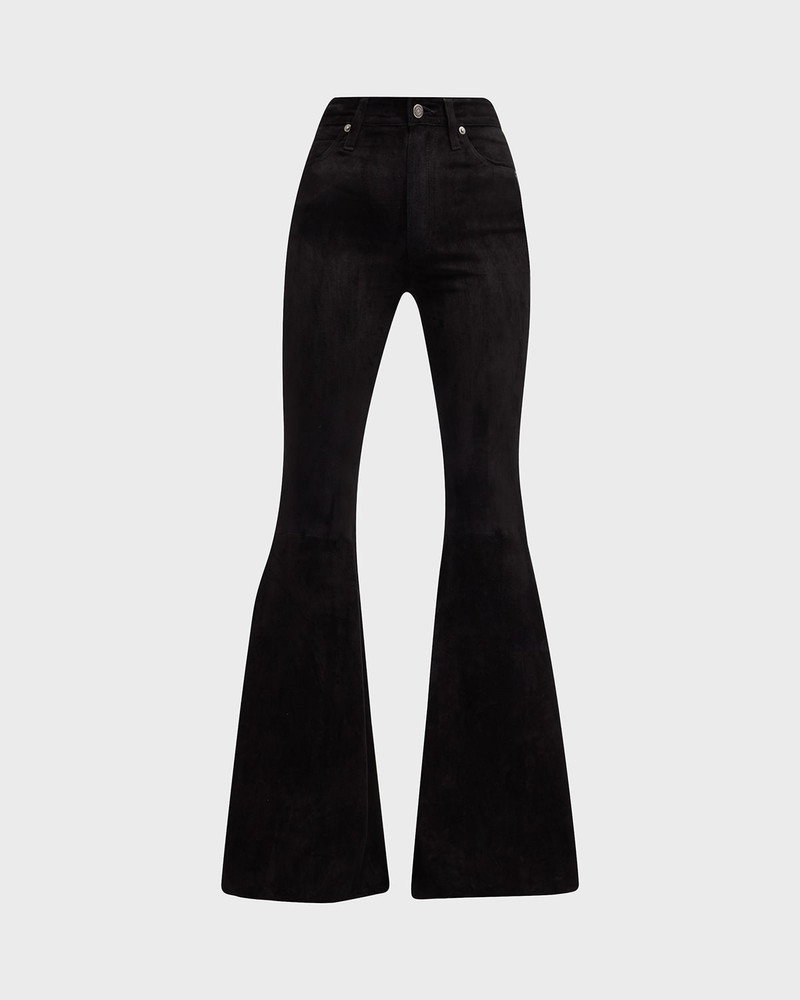 Super High-Rise Bell Flared Suede Pants 1