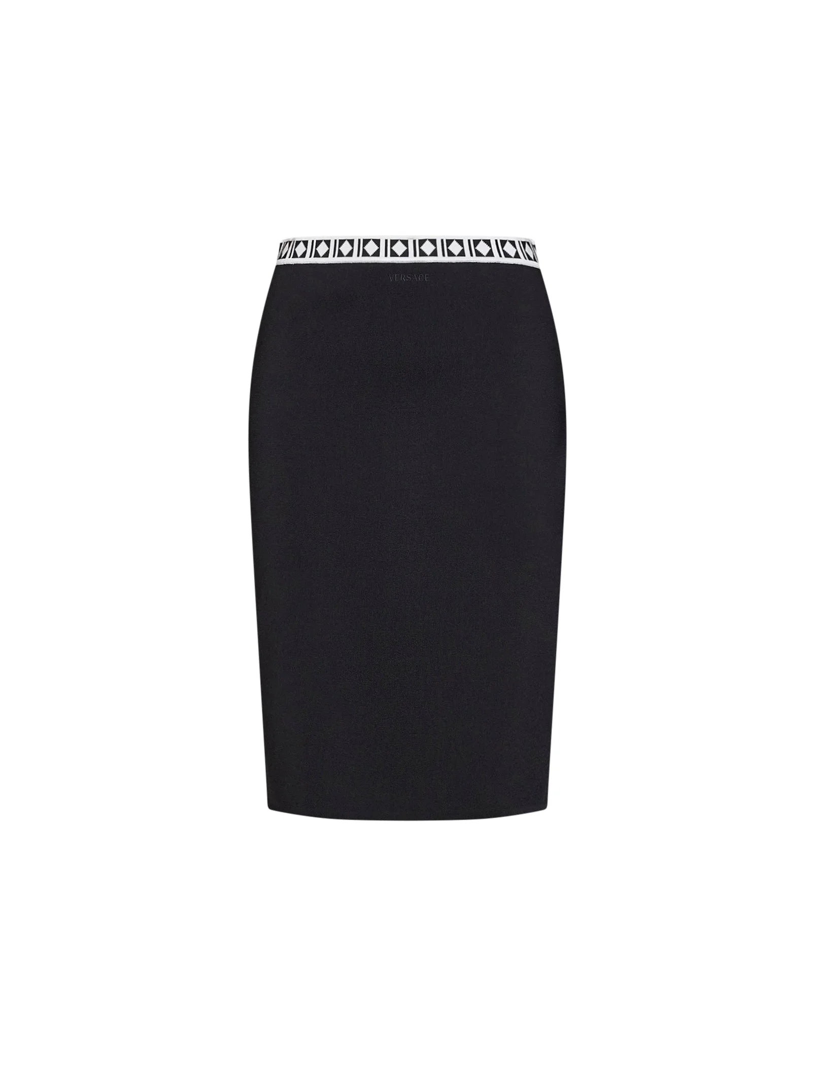 Black knit midi skirt with jacquard details - 1
