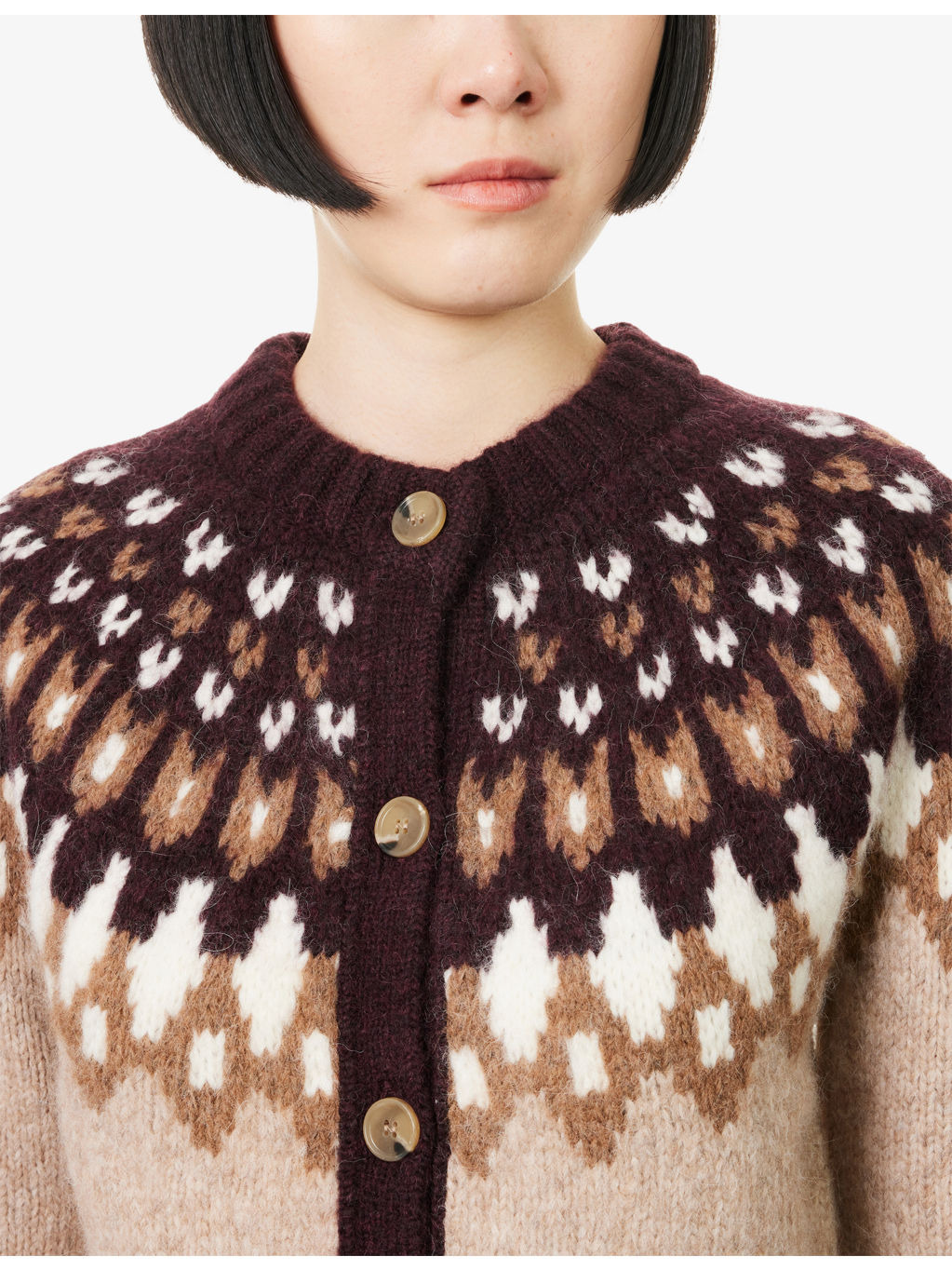 Christina Fairisle Round-Neck Wool-Blend Cardigan - 5