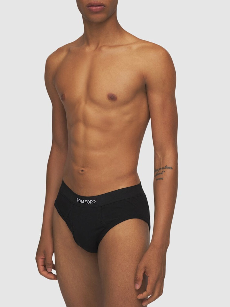 TOM FORD Pack of 2 logo stretch cotton briefs outlook