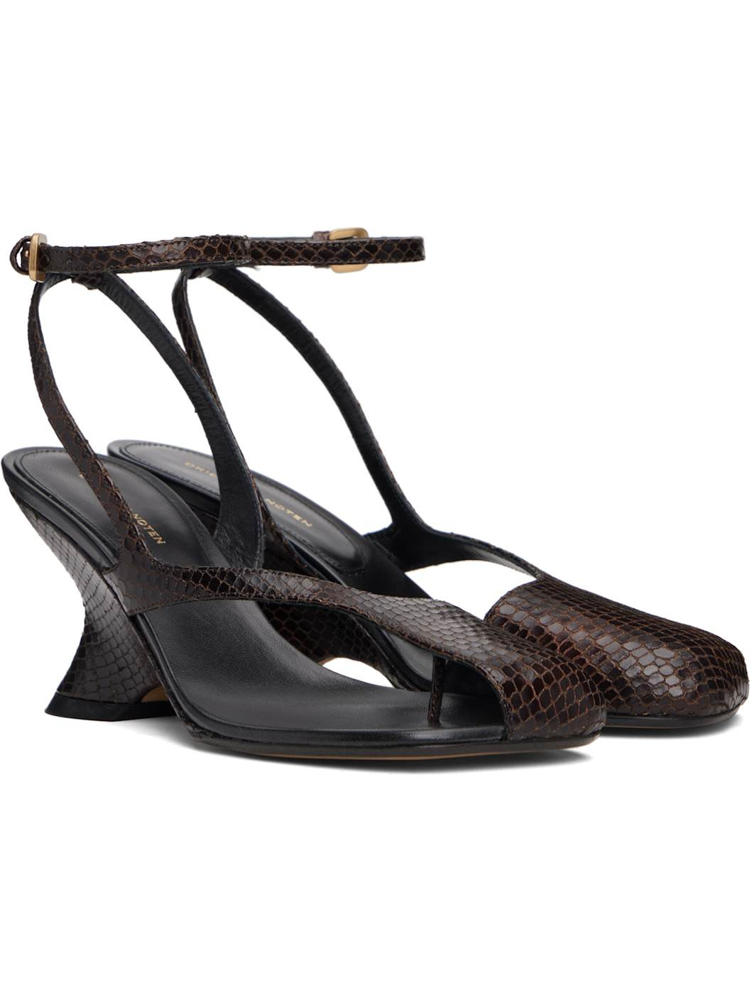 Brown Cutout Heeled Sandals - 4