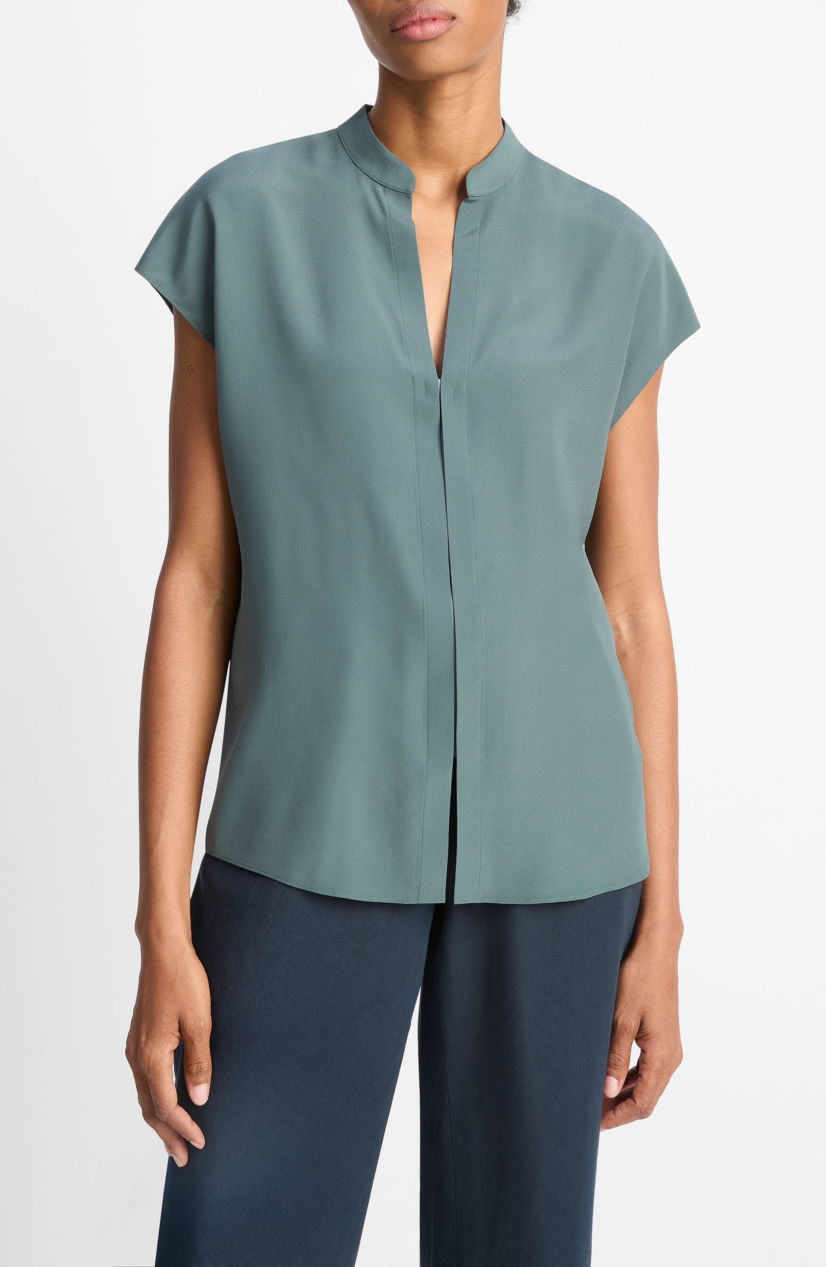 Vince Cap Sleeve Top in Teal Stone/Clay Sage at Nordstrom - 1