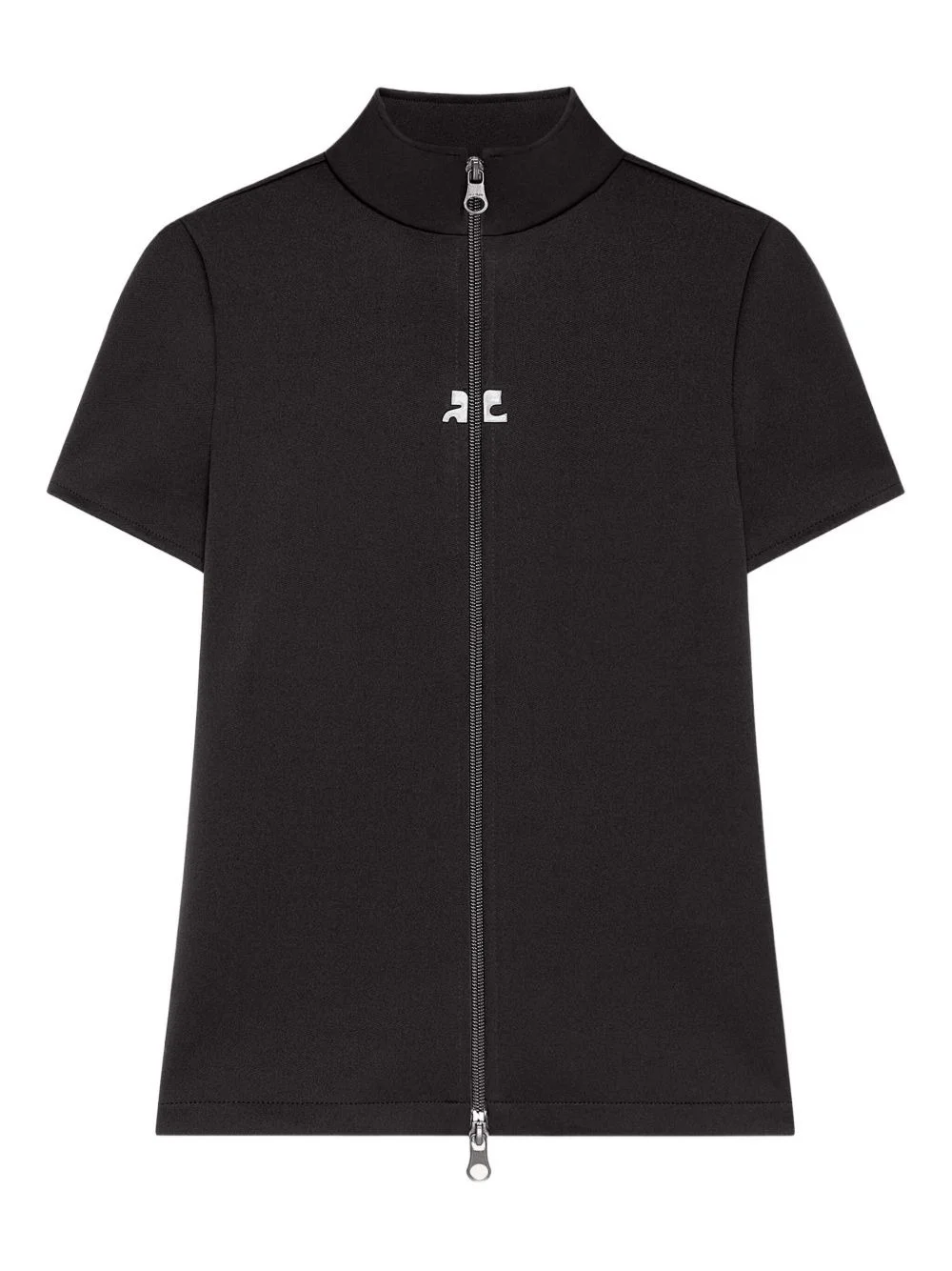 zip-up short-sleeve top - 1