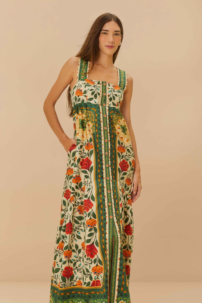 Sand Garden Tapestry Back Bow Maxi Dress 1