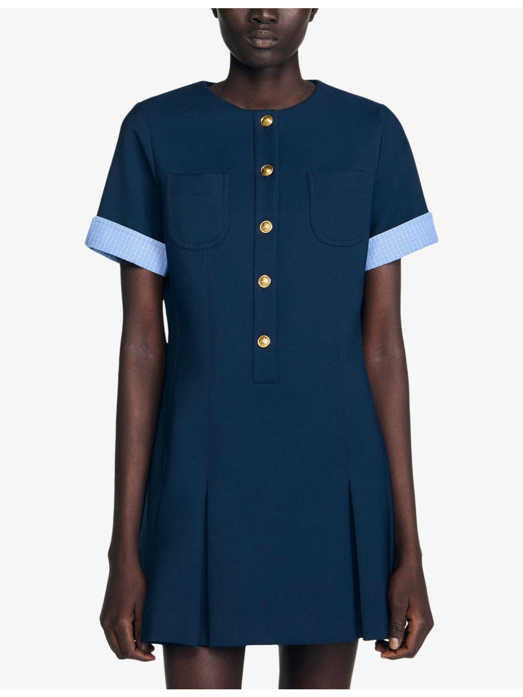 Patch-Pocket Pleated Stretch-Woven Mini Dress - 3